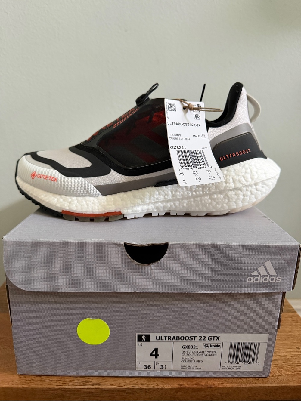 adidas Kids Ultraboost 22 GTX White Black Orange Accent